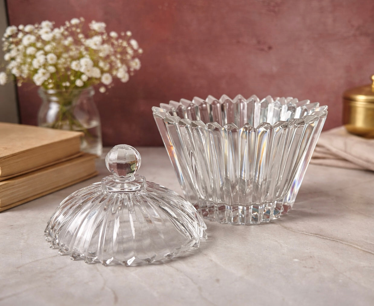 Mikasa Crystal Diamond Fire Sugar Bowl